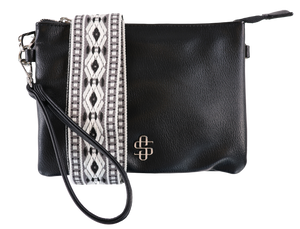 SS Leather Crossbody Wallet - Black