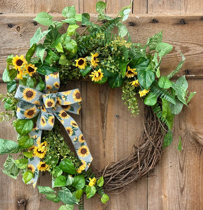 Mini Sunflower & Pothos Wreath