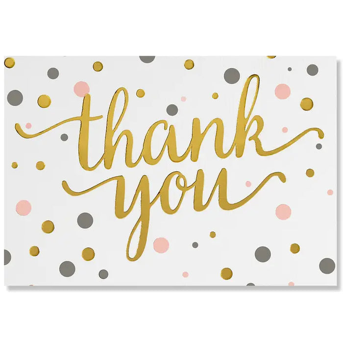 Thank You Note Cards Pink & Gold Dots