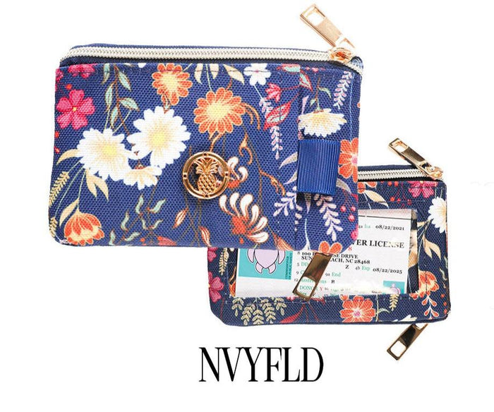 SS Bag Zip Wallet - Navy Flowered