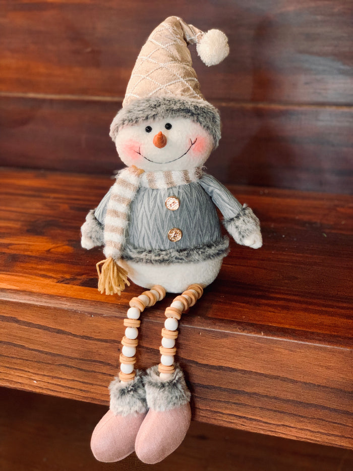 **SPECIAL** Bead Leg Snowman Cream Hat