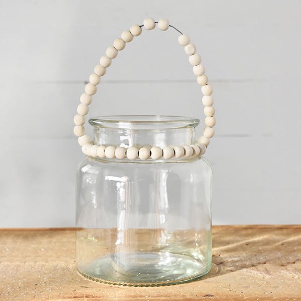 7" Jar With White Beads