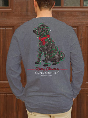 Simply Southern Men's LS Tee - Merry Lab Charcoal Heather