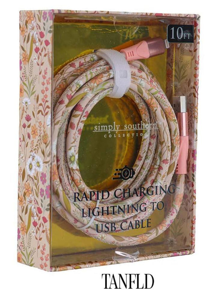 Simply Southern Lightning Cable - Tan Flowered