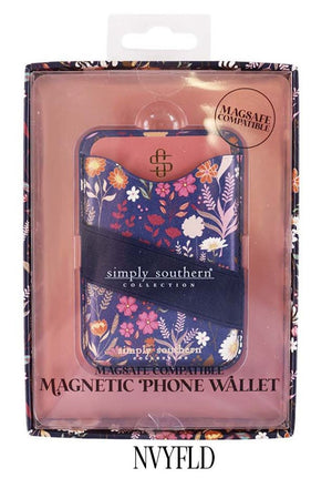 Simply Southern Magnet Phone Wallet - Navy Flowered