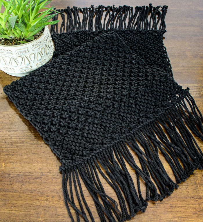 45" Table Runner - Macrame Black