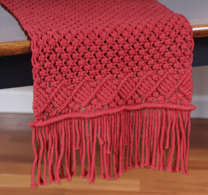 45" Table Runner - Macrame Red