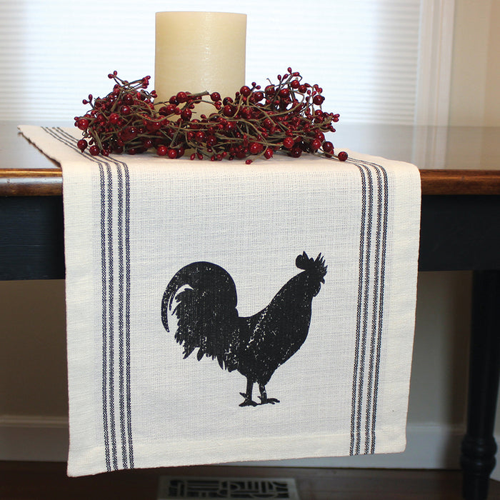 14" x 45" Table Runner - Farmhouse Rooster Cream