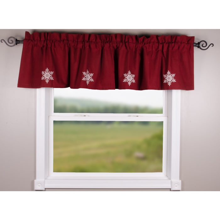 Valance - Snowflake Barn Red