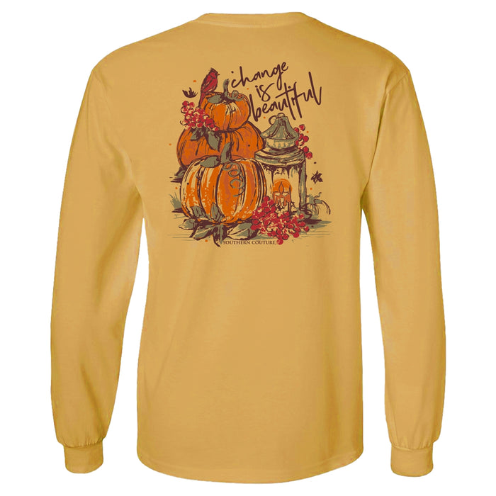 SC LS Tee - Comfort Change Is Beautiful Pumpkin Mustard