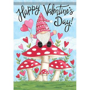 Garden Flag - Valentine Gnome Glitter