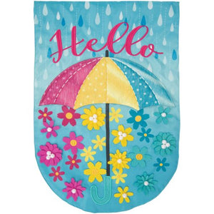 Garden Flag - Umbrella Floral Double Applique