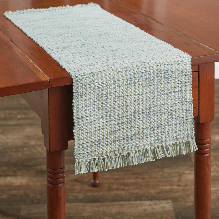 13"x36" Table Runner - Basket Weave Barely Blue