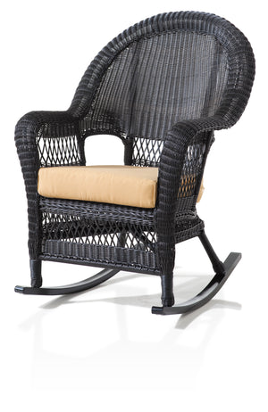 Wicker High Back Rocker - Ebony