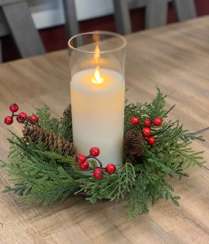 Slim Pillar Candle in Clear Glass Cylinder