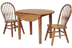 42" Round Solid Oak Drop Leaf 2pc Dining Set