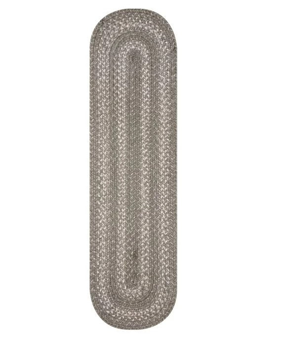 Braided Table Runner HS 11x36 Oval - Grey Cloud