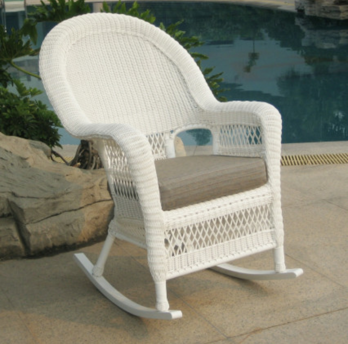 Wicker High Back Rocker - White